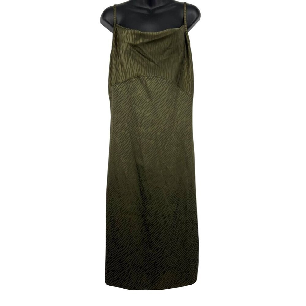 Saks Fifth Avenue Women Dress Size 6 Olive Green Animal Cowl Sleeveless NWT New